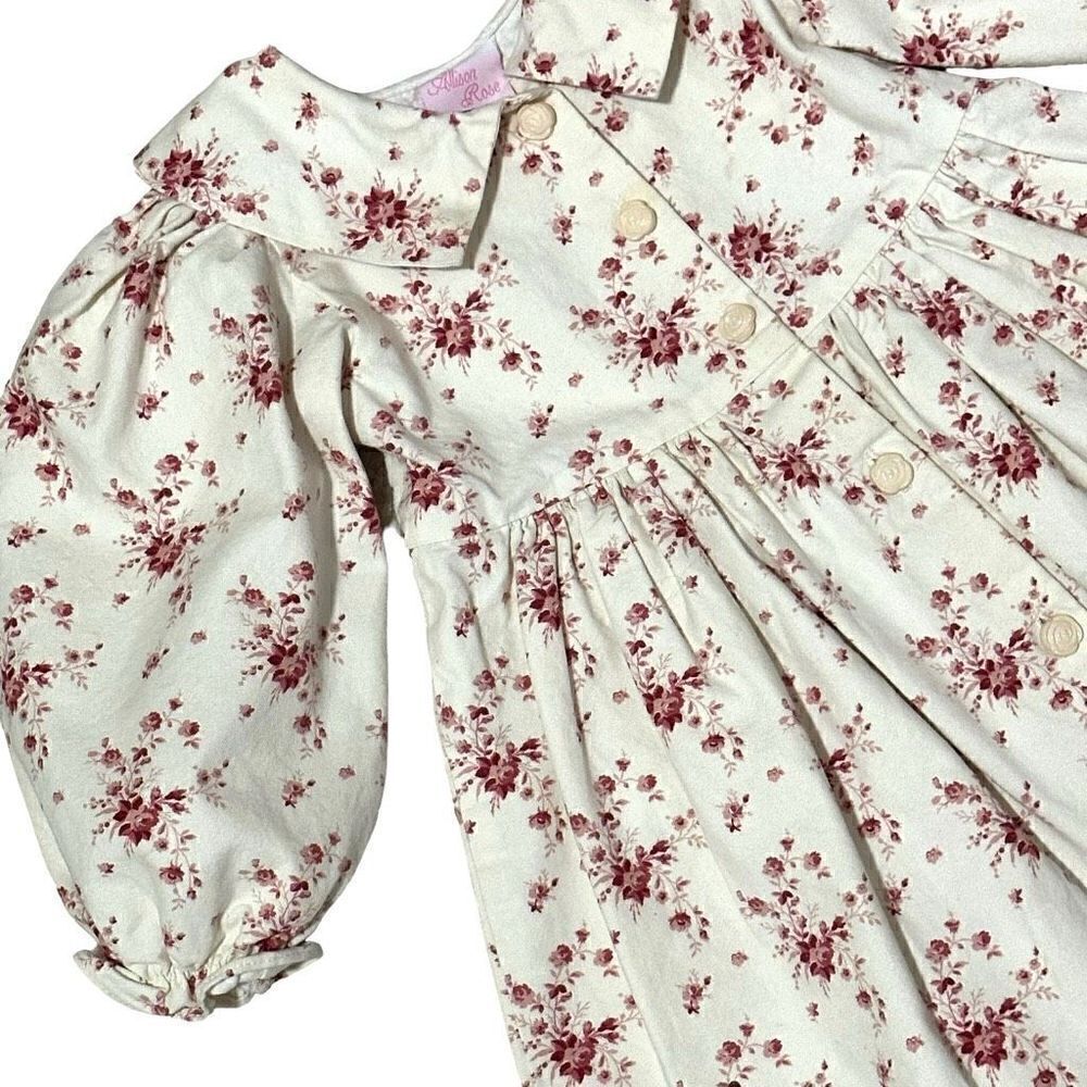 Vintage Allison Rose Cottagecore Balloon Sleeve Floral Dress , Girl’s Size 4 - Picture 3 of 11
